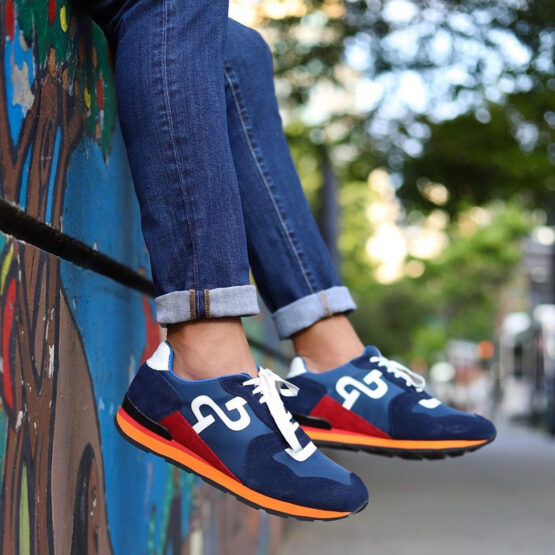 Lace-Up Suede Sneakers Blue