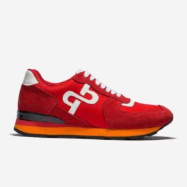 Lace-Up Suede Sneakers Red