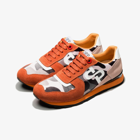 Lace-Up Paint Sneakers Orange