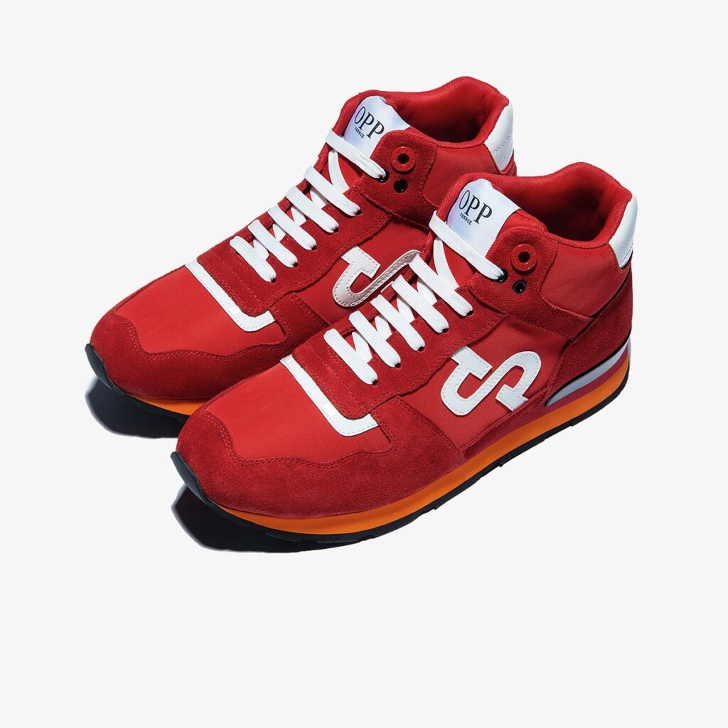 High Top Lace-Up Suede Sneakers Red - Image 3