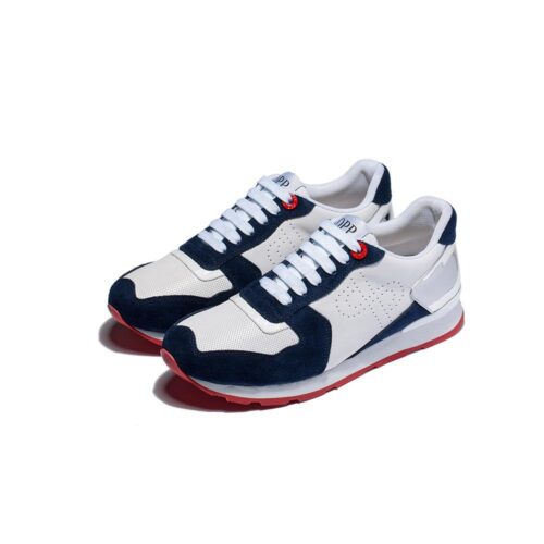 Lace-Up Leather Sneakers Blue - OPP Official Store