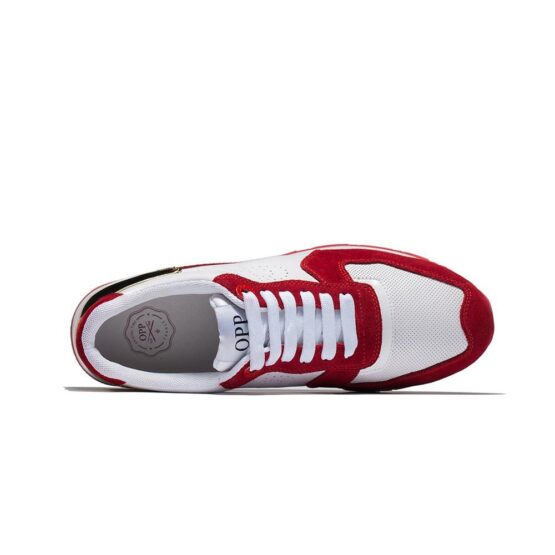 Lace-Up Suede Sneakers Red