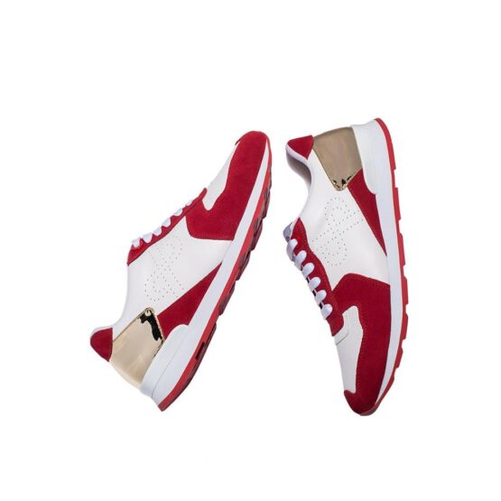 Lace-Up Suede Sneakers Red