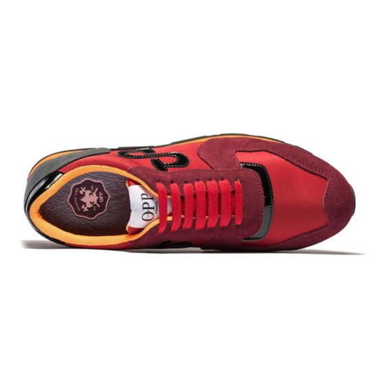 Lace-Up Suede Sneakers Red
