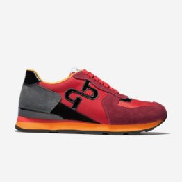 Lace-Up Suede Sneakers Red