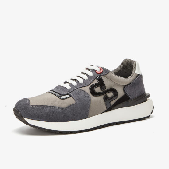 Lace-Up Suede Sneakers Gray