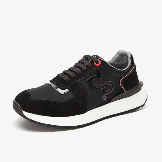 Lace-Up Suede Sneakers Black