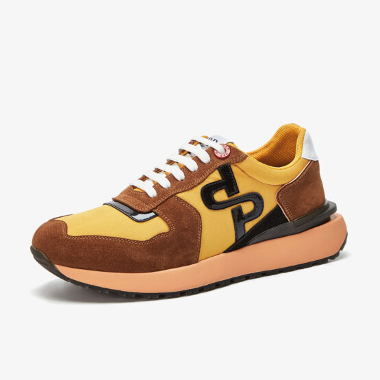 Lace-Up Suede Sneakers Yellow