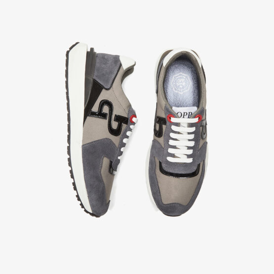 Lace-Up Suede Sneakers Gray