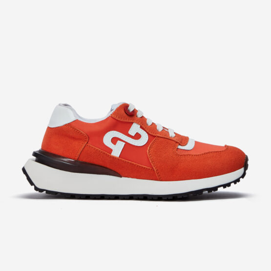 Women Lace-Up Suede Sneaker Orange red