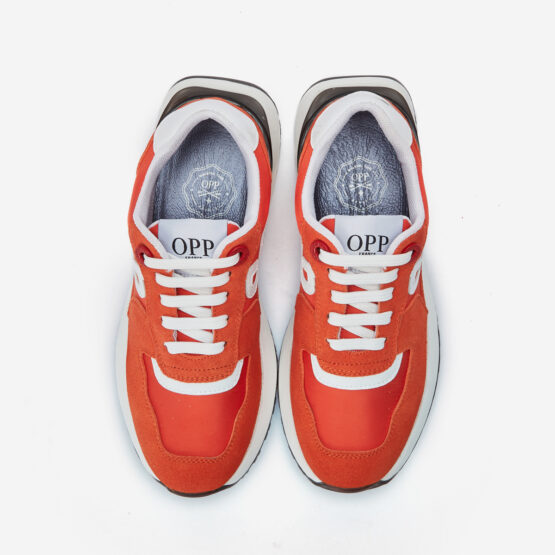 Women Lace-Up Suede Sneaker Orange red