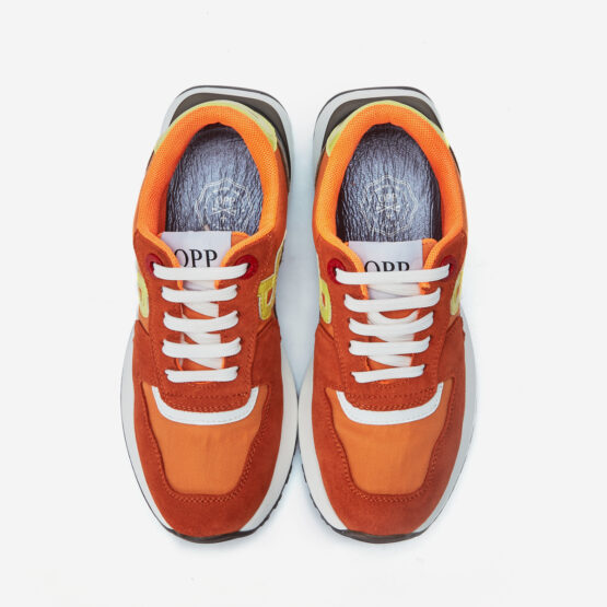 Women Lace-Up Suede Sneaker Orange