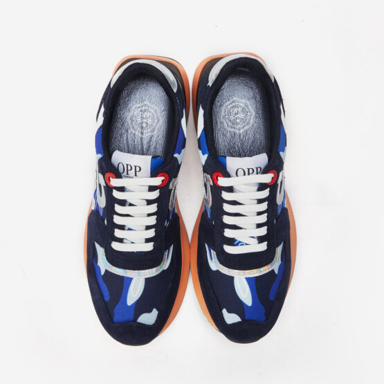 Lace-Up Suede Sneaker Navy Blue