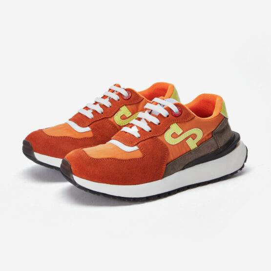 Women Lace-Up Suede Sneaker Orange