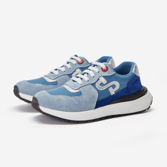 Women Lace-Up Suede Sneaker Sky Blue