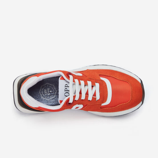 Women Lace-Up Suede Sneaker Orange red