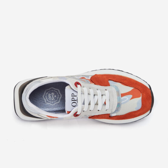 Women Lace-Up Suede Sneaker Orange