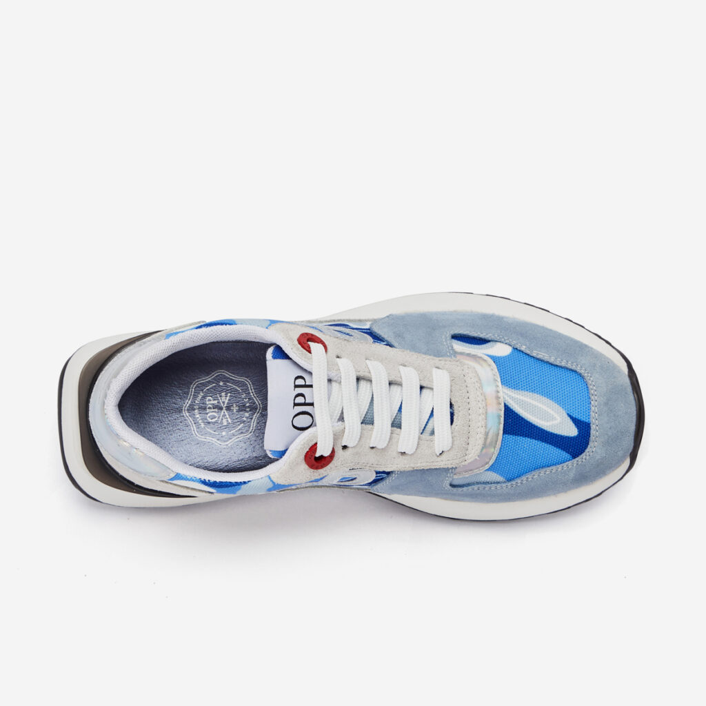 Women Lace-Up Suede Sneaker Light Blue - Image 4