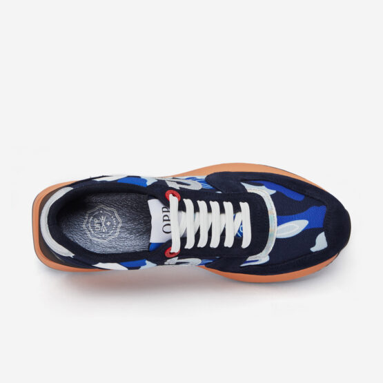 Lace-Up Suede Sneaker Navy Blue