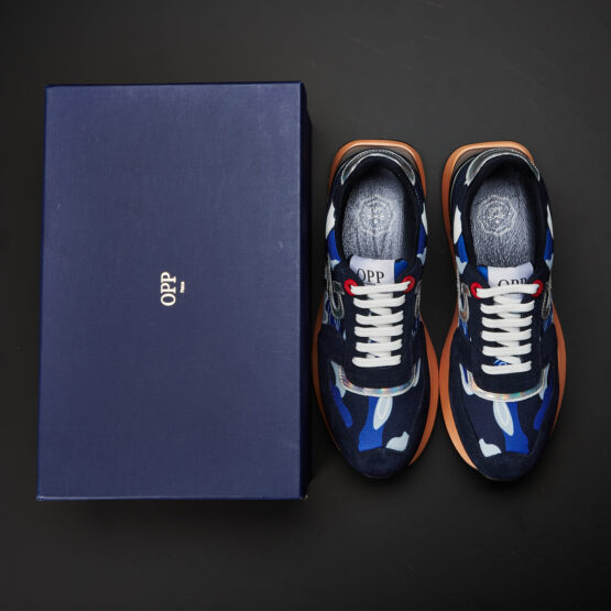 Lace-Up Suede Sneaker Navy Blue